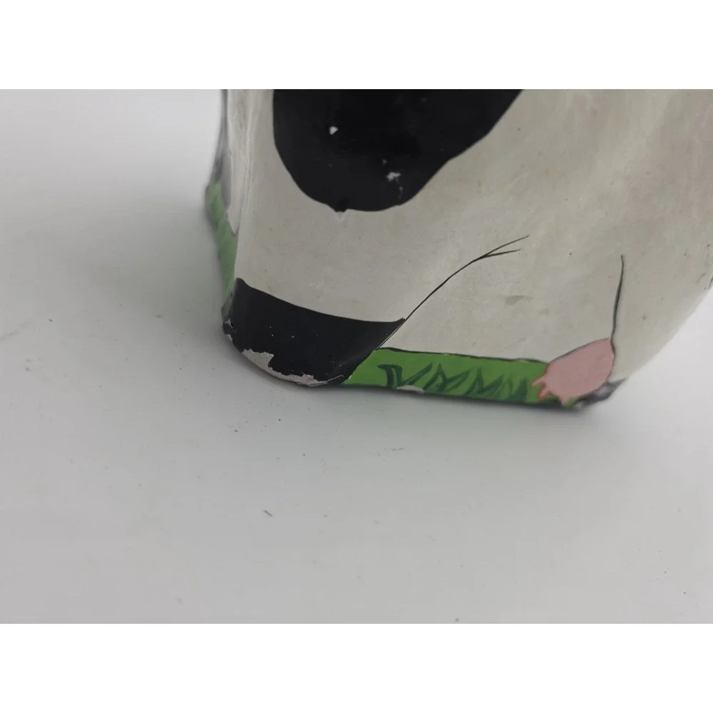 Vintage Dairy Cow Paper Mache Clay Art Motif Tissue Kleenex Holder Caddy 1992